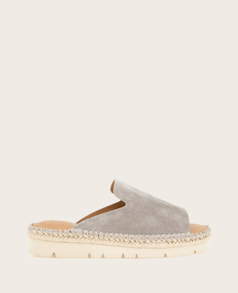 GENTLE SOULS - Leilani Suede Platform Slip On Sandal Dark Taupe Suede