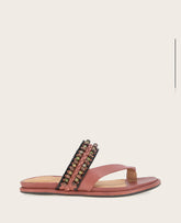 GENTLE SOULS - Lentini Leather Beaded Sandal Mahogany Leather