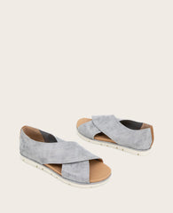 GENTLE SOULS - Leslie X Band Metallic Tread Sole Sandal Silver Leather