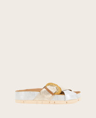 GENTLE SOULS - Louisa X Band Metallic Combo Platform Slip On Silver/Gold Leather