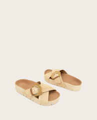 GENTLE SOULS - Louisa X Band Raffia Platform Slip On Natural Raffia