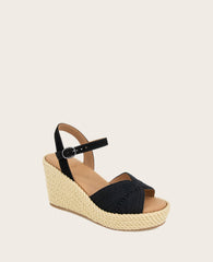 GENTLE SOULS - Nola Fabric Espadrille Wedge Black Fabric