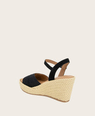 GENTLE SOULS - Nola Fabric Espadrille Wedge Black Fabric
