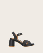 GENTLE SOULS - Rimini Leather X Heel Sandal Black Leather