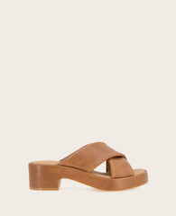 GENTLE SOULS - River Leather X Band Platform Sandal Luggage Leather