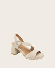 GENTLE SOULS - Roma Suede Heel Sandal Light Taupe Suede