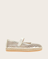 GENTLE SOULS - Sienna Metallic Fish Net Mary Jane Espadrille Soft Gold Leather