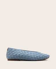 GENTLE SOULS - Willow Woven Leather Flat Ashley Blue Leather