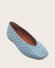 GENTLE SOULS - Willow Woven Leather Flat Ashley Blue Leather