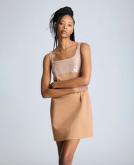 Open Back Strap Shift Dress Dk Honey