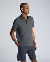 Knit Two-Toned Button Polo Black