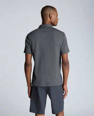 Knit Two-Toned Button Polo Black