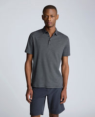 Knit Two-Toned Button Polo Black