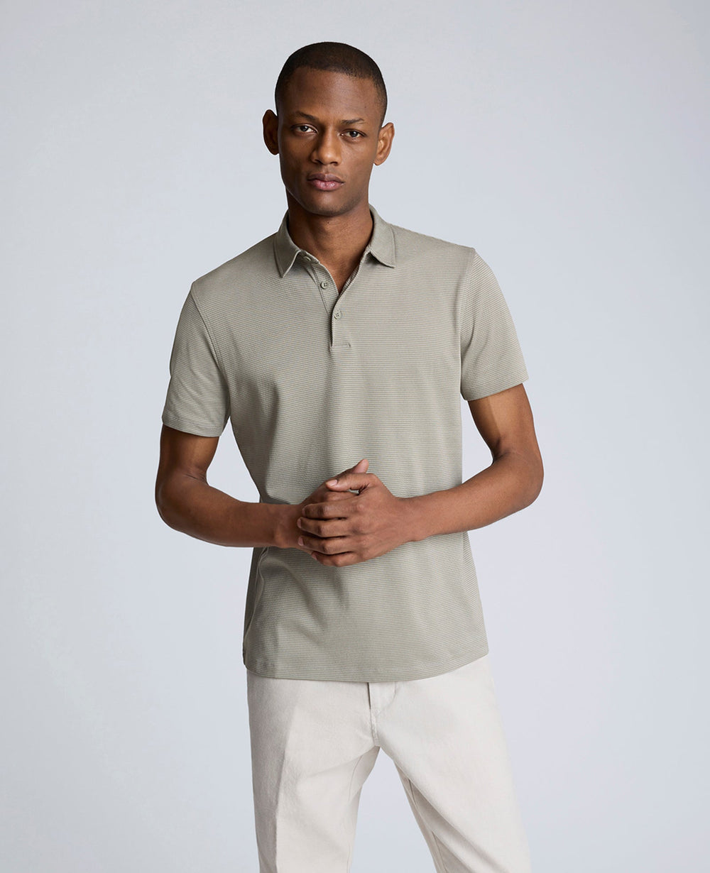 Knit Two-Toned Button Polo Sage