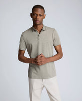 Knit Two-Toned Button Polo Sage