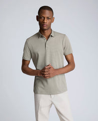 Knit Two-Toned Button Polo Sage