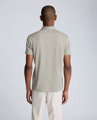 Knit Two-Toned Button Polo Sage