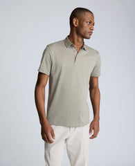 Knit Two-Toned Button Polo Sage