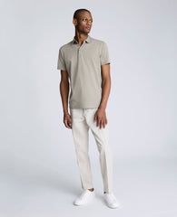 Knit Two-Toned Button Polo Sage