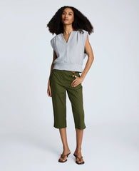 Fly Front Invisible Zip Pedal Pusher Pant Dk Camo Green