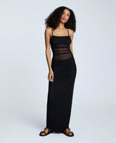 Rouched Mesh Maxi Dress Black