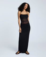 Rouched Mesh Maxi Dress Black