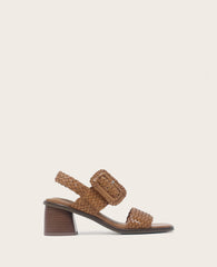 GENTLE SOULS - Madylyn Woven Leather Heel Sandal Tan Leather