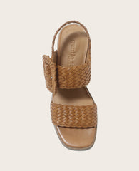 GENTLE SOULS - Madylyn Woven Leather Heel Sandal Tan Leather