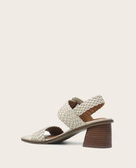 GENTLE SOULS - Madylyn Metallic Woven Leather Heel Sandal Ice Metallic Leather