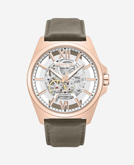 Skeleton Automatic Strap Watch Khaki