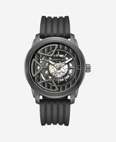 Skeleton Automatic Silicone Watch Black