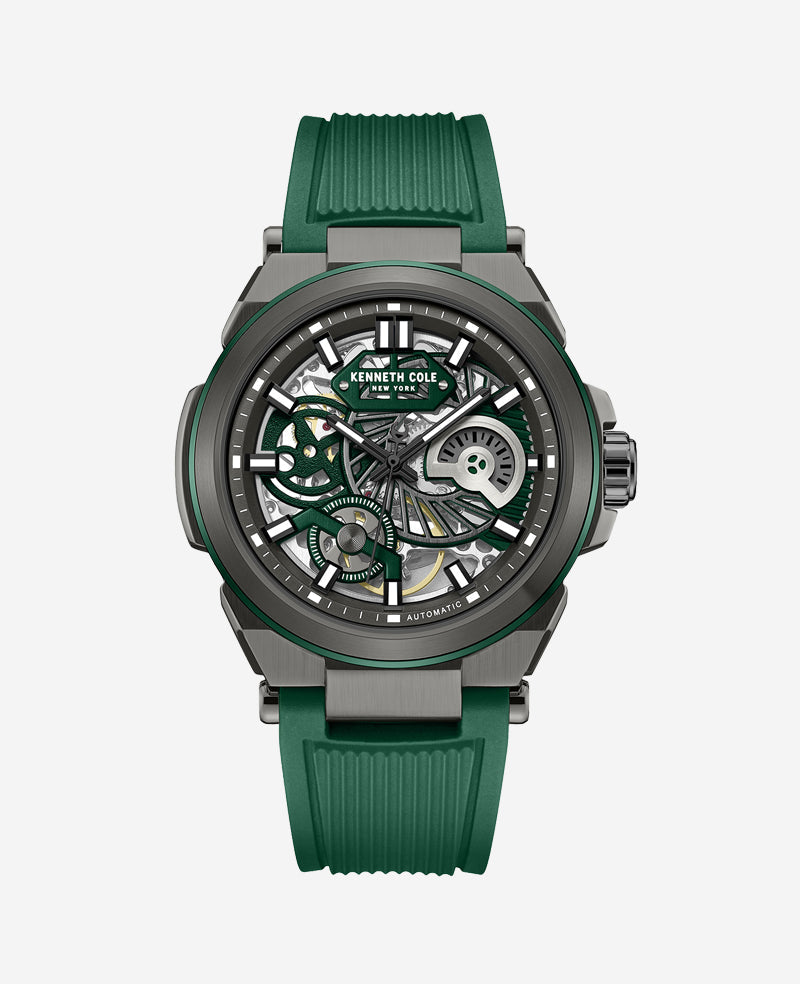 Skeleton Automatic Silicone Watch Green