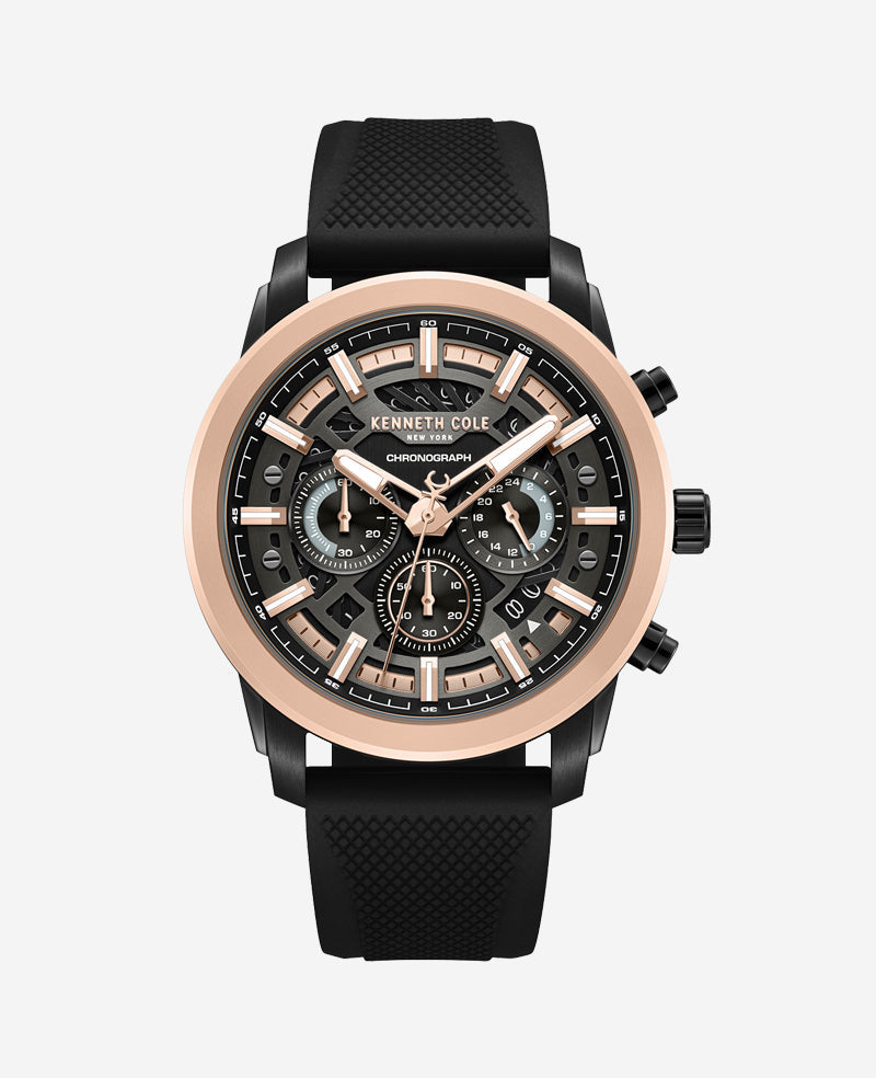 Chronograph Sport Silicone Watch Black