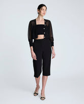 Fly Front Invisible Zipper Pedal Pusher Pant Black