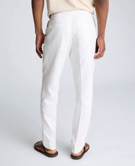 Linen Blend Slim Fit Flat Front Chino Pant White