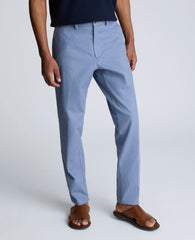 Linen Blend Slim Fit Flat Front Chino Pant Med Blue