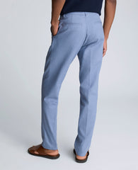 Linen Blend Slim Fit Flat Front Chino Pant Med Blue