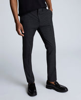 Skinny Fit Shadow Plaid Dress Pant Black