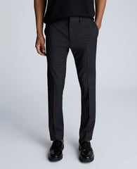 Skinny Fit Shadow Plaid Dress Pant Black