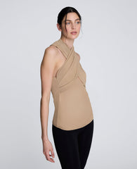 Criss Cross Neck Tank Top Soft Amber