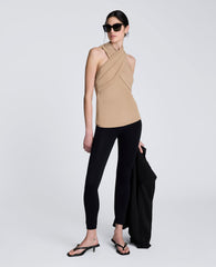 Criss Cross Neck Tank Top Soft Amber