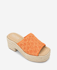 REACTION - Elissa Platform Raffia Sandal Orange Raffia