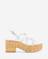 REACTION - Essa Metallic Cork Platform Sandal Silver Metallic
