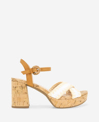 REACTION - Reeva Platform Raffia Cork Sandal White Raffia