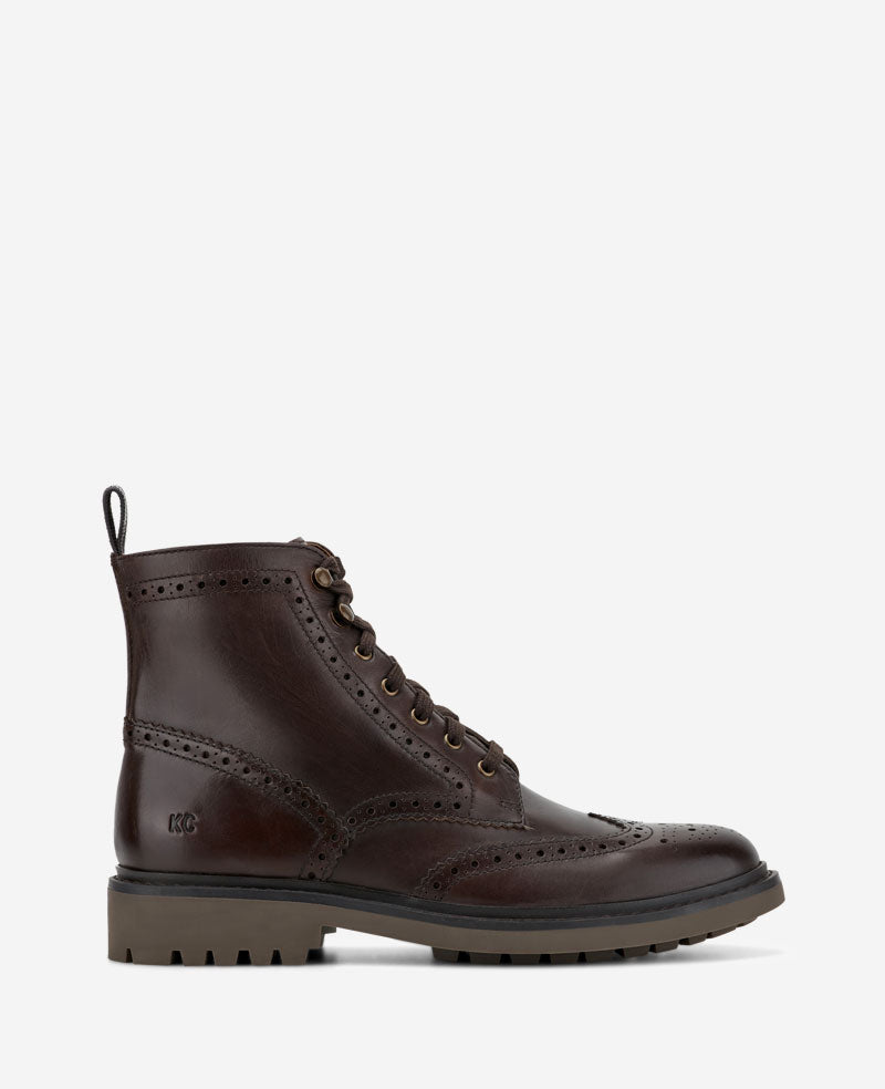 Todd Wingtip Lace Up Lug Sole Boot Ganache Leather