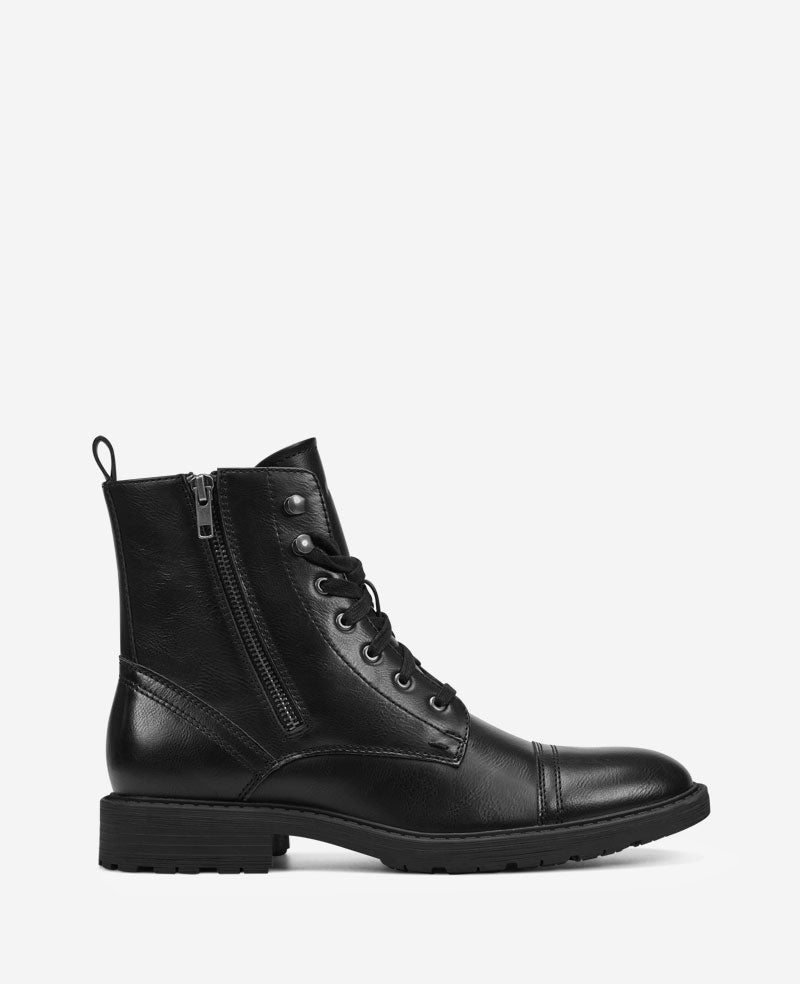 REACTION - Captain Cap Toe Double Zip Combat Boot Black
