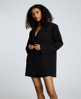 Luxe Twill Two Button Boyfriend Jacket Black