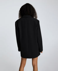 Luxe Twill Two Button Boyfriend Jacket Black