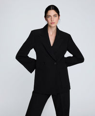 Luxe Twill Double Breasted Jacket Black