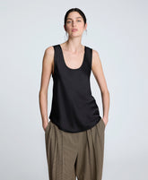 Satin Scoop Neck Tank Black